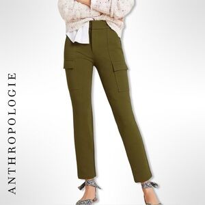 Anthropologie Essential Slim Stretch Knit Cargo Pants – Olive – Size 2P